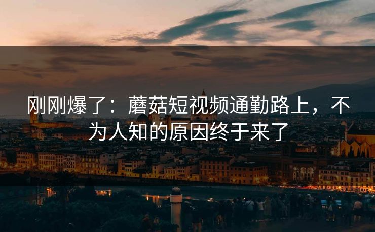 刚刚爆了:蘑菇短视频通勤路上,不为人知的原因终于来了 刚刚爆了:蘑菇短视频通勤路上,不为人知的原因终于来了