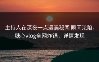 主持人在深夜一点遭遇秘闻 瞬间沦陷，糖心vlog全网炸锅，详情发现